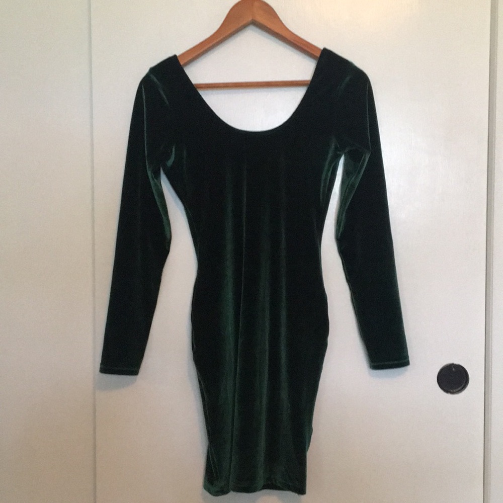American Apparel Velvet Green Dress